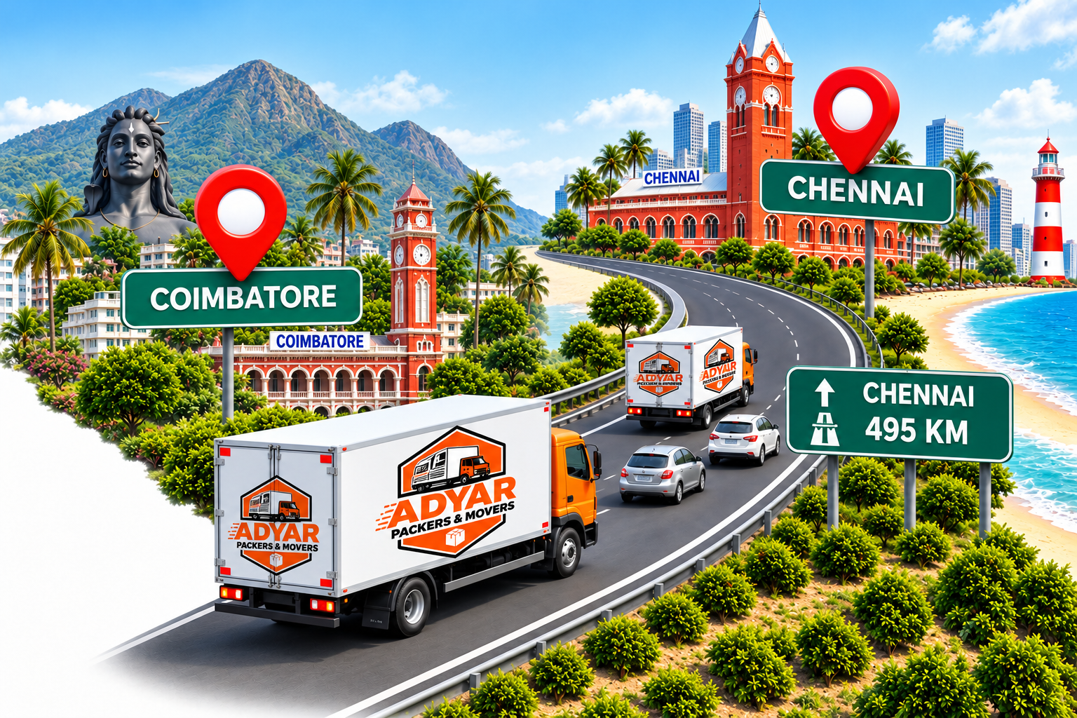 Coimbatore to Chennai highway route